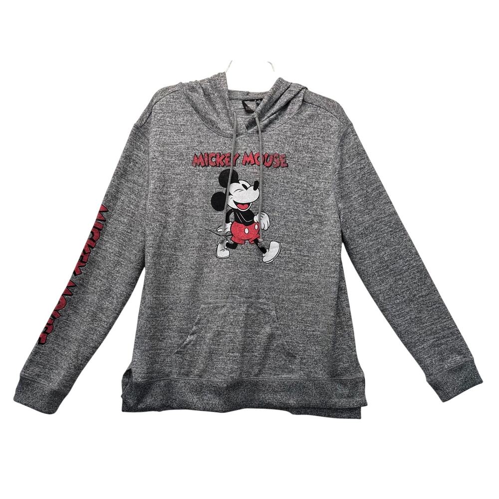 DISNEY MICKEY MOUSE Long Sleeve T Shirt Hoodie Men's Size XL Gray Heather NWT